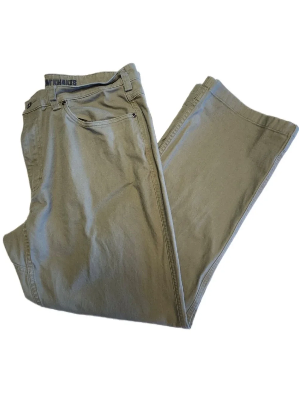 Duluth Trading Co. Flex Ballroom Khakis, Cotton Blend Olive Green Pants, 38x30